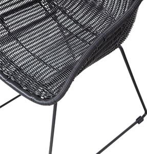 Hoorns Černá ratanová zahradní židle Wolly