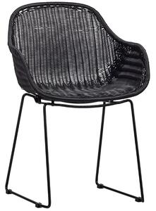 Hoorns Černá ratanová zahradní židle Wolly