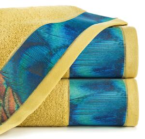 Bavlněný froté ručník s bordurou CAMILLA 50x90 cm, mustard/hořčicová, 500 gr Eva Minge