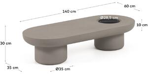 Šedý betonový zahradní konferenční stolek Kave Home Taimi 140 x 60 cm