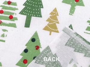 Vánoční bavlněná látka recyklovaná stromečky METRÁŽ - bílá
