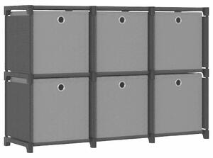 Výstavní police 6 přihrádek s boxy černá 103x30x72,5 cm textil 322607