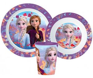 Sada plastového nádobí s kelímkem pro holky - motiv Ledové království / Frozen - 3 díly