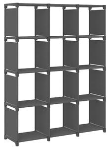 Výstavní police s 12 přihrádkami černá 103 x 30 x 141 cm textil 322614