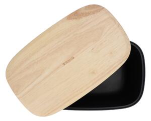 Plastový chlebník s víkem z pryžového dřeva ALAN černá 34x17x21 cm Homla
