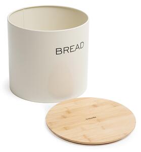 Kovový chlebník s bambusovým víkem BREAD béžová 23x24 cm Homla