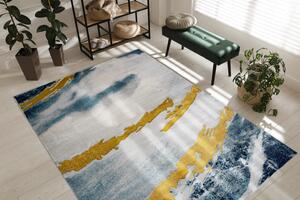 Makro Abra Kusový koberec EMERALD 1023 Luxusní moderní abstraktní krémový modrý zlatý Rozměr: 80x150 cm