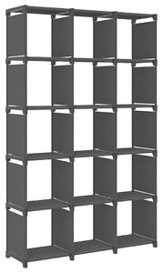 Výstavní police s 15 přihrádkami černá 103x30x175,5 cm textil 322618