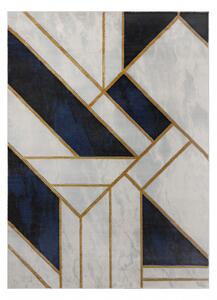 Makro Abra Kusový koberec EMERALD 1015 Luxusní mramor geometrický moderní krémový modrý zlatý Rozměr: 80x150 cm