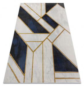 Makro Abra Kusový koberec EMERALD 1015 Luxusní mramor geometrický moderní krémový modrý zlatý Rozměr: 80x150 cm