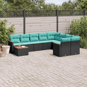 10dílná zahradní sedací souprava s polštáři černá polyratan 3226316