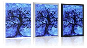 Plakát strom života na modrém pozadí - 20x30 black