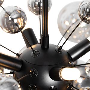 Designová závěsná lampa černá s kouřovým sklem 8 světel - Explode