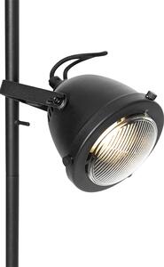 Průmyslová stojací lampa černá 2 světla - Emado