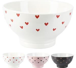 Miska keramika srdíčka, v mixu barev 450 ml