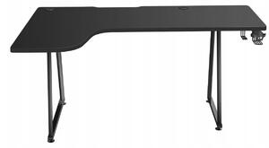 Prostorný rohový herní stůl v černé barvě