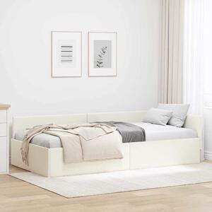 VidaXL Rohový rám postele samet, matrace zahrnuta ne [42016069] Barva: krémová, Velikost: 90 x 200 cm (rám 204 x 94 x 57 cm)