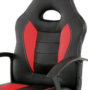 Dětská židle, potah černá a červená ekokůže, bílé prošití, výškově nastavitelná KA-Z107 RED