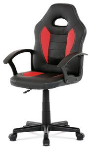 Dětská židle, potah černá a červená ekokůže, bílé prošití, výškově nastavitelná KA-Z107 RED