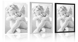 Plakát černobílý andílek - 20x30 black