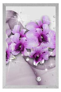 Plakát fialové květiny na abstraktním pozadí - 20x30 black