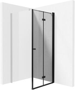 Deante Kerria Plus, skládací sprchové dveře do otvoru 70x200cm, 6mm čiré sklo s ActiveCover, černý profil, KTSXN47P
