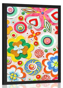 Plakát abstrakce květin - 20x30 black