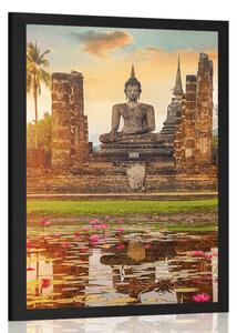 Plakát socha Buddhy v parku Sukhothai