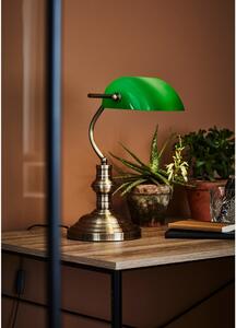 Stolní lampa v zelené a mosazné barvě Markslöjd Bankers, výška 25 cm