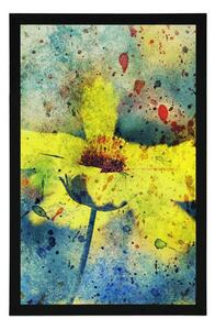 Plakát žlutý květ s vintage nádechem - 20x30 black