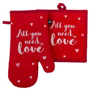 Vánoční kuchyňský set vánoční rukavice/chňapka ADORE červená, 18x30 cm/20X20 cm 100% bavlna