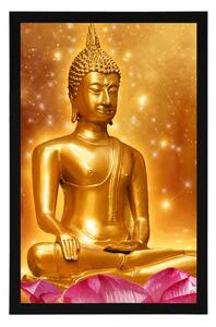 Plakát zlatý Buddha - 20x30 black