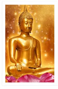 Plakát zlatý Buddha - 20x30 black