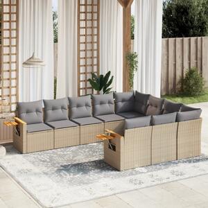 10dílná zahradní sedací souprava s poduškami béžová polyratan 3227179