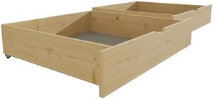 Úložné prostory masiv borovice / masiv borovice (Barva dřeva: bezbarvý lak, Délka ložné plochy postele: 200 cm, Typ postele: s přistýlkou)