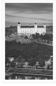 Plakát pohled na Bratislavský hrad v černobílém provedení - 20x30 black