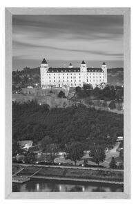 Plakát pohled na Bratislavský hrad v černobílém provedení - 20x30 black