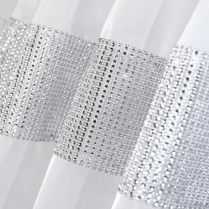 Dekorační krátká záclona se zirkony s řasící páskou LAURENCE 160 bílá 150x160 (cena za 1 kus) MyBestHome