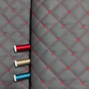 Ekokůže prošívaná MIX 3x3 cm barva Šedo-Červená 1,45 m x 0,5 m