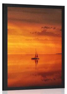 Plakát osamělá loďka na širém moři - 20x30 black