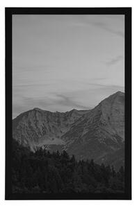 Plakát západ slunce na horách v černobílém provedení - 20x30 black