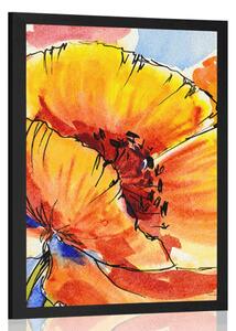 Plakát kytice makových květin - 20x30 black