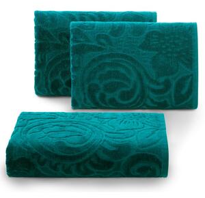 Bavlněný froté ručník se vzorem LIVIA 50x90 cm, tyrkysová, 390 gr Mybesthome Varianta: ručník - 1 kus 50x90 cm