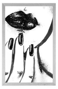 Plakát akvarelový portrét ženy v černobílém provedení - 20x30 black