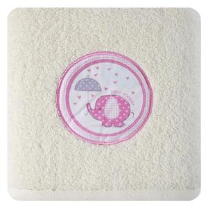 Bavlněný froté ručník s dětským motivem SLŮNĚ II. krémová/růžová 50x90 cm, 500 gr Mybesthome