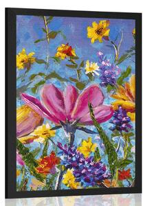 Plakát barevné květiny na louce