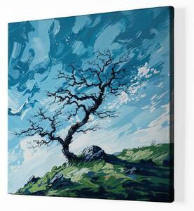 Obraz na plátně - Holý strom na kamenném vršku FeelHappy.cz Velikost obrazu: 40 x 40 cm