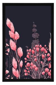 Plakát variace trávy v růžové barvě