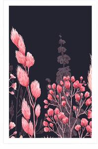 Plakát variace trávy v růžové barvě