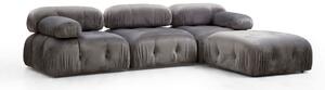 Hanah Home Rohová modulární sedací souprava Bubble 288 cm s taburetem samet šedá